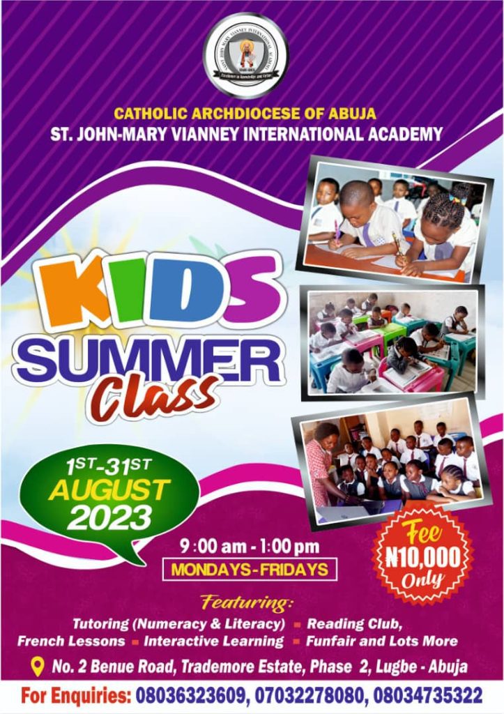 Kids Summer Class St. John Mary Vianney Catholic Parish, Trademore Estate, Lugbe, Abuja, Nigeria